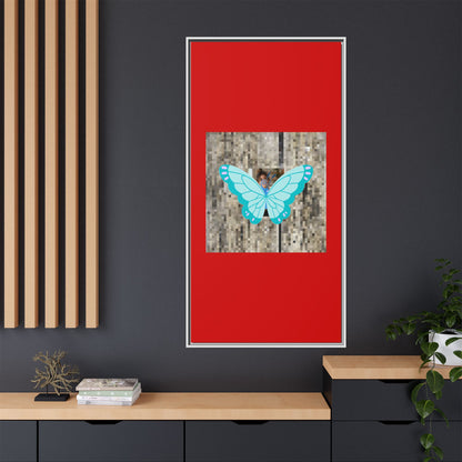 Blue Butterfly Framed Canvas Art – Matte Multi‑Color Wall Print