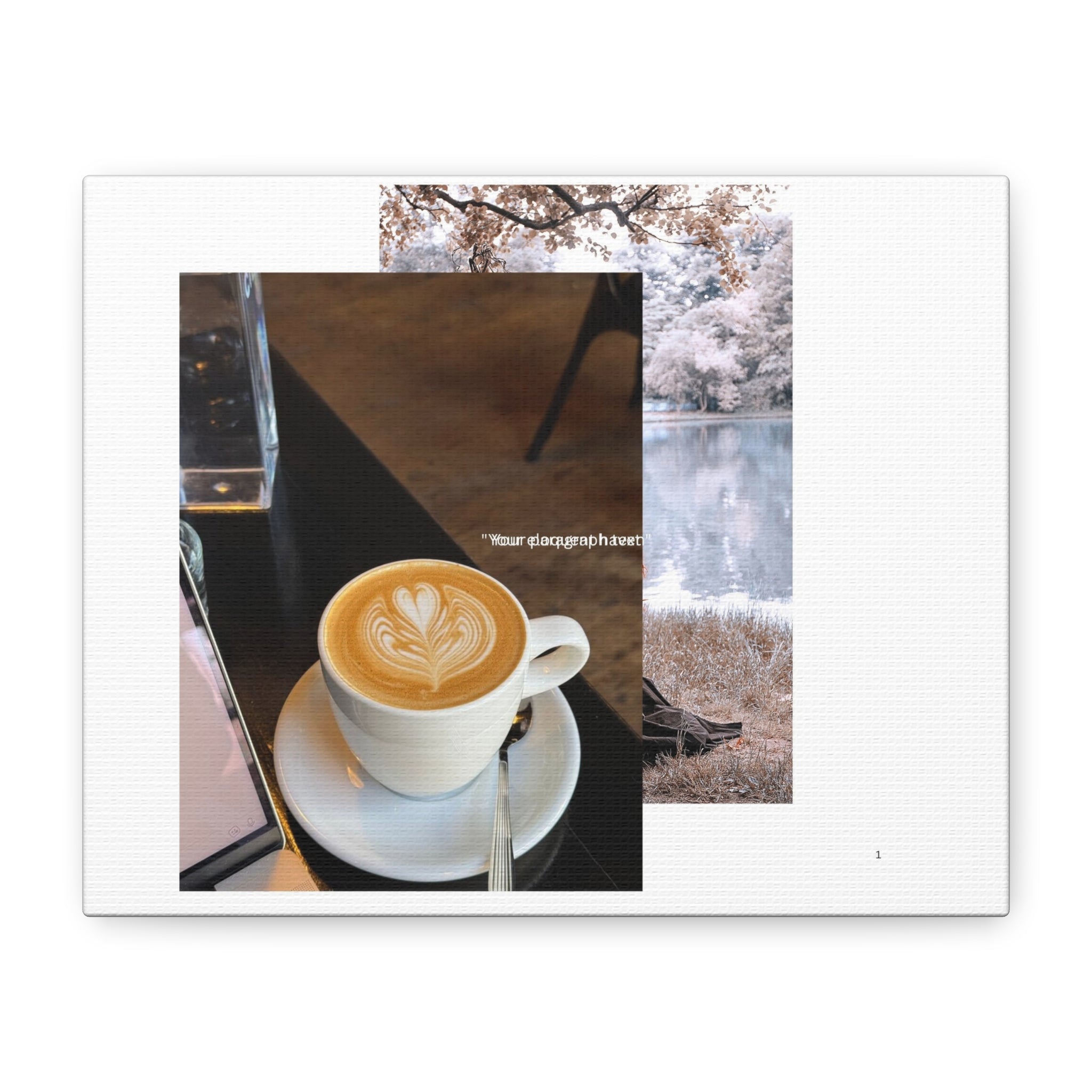 Latte & Landscape Matte Canvas Wall Art — Coffee Shop Photo Print