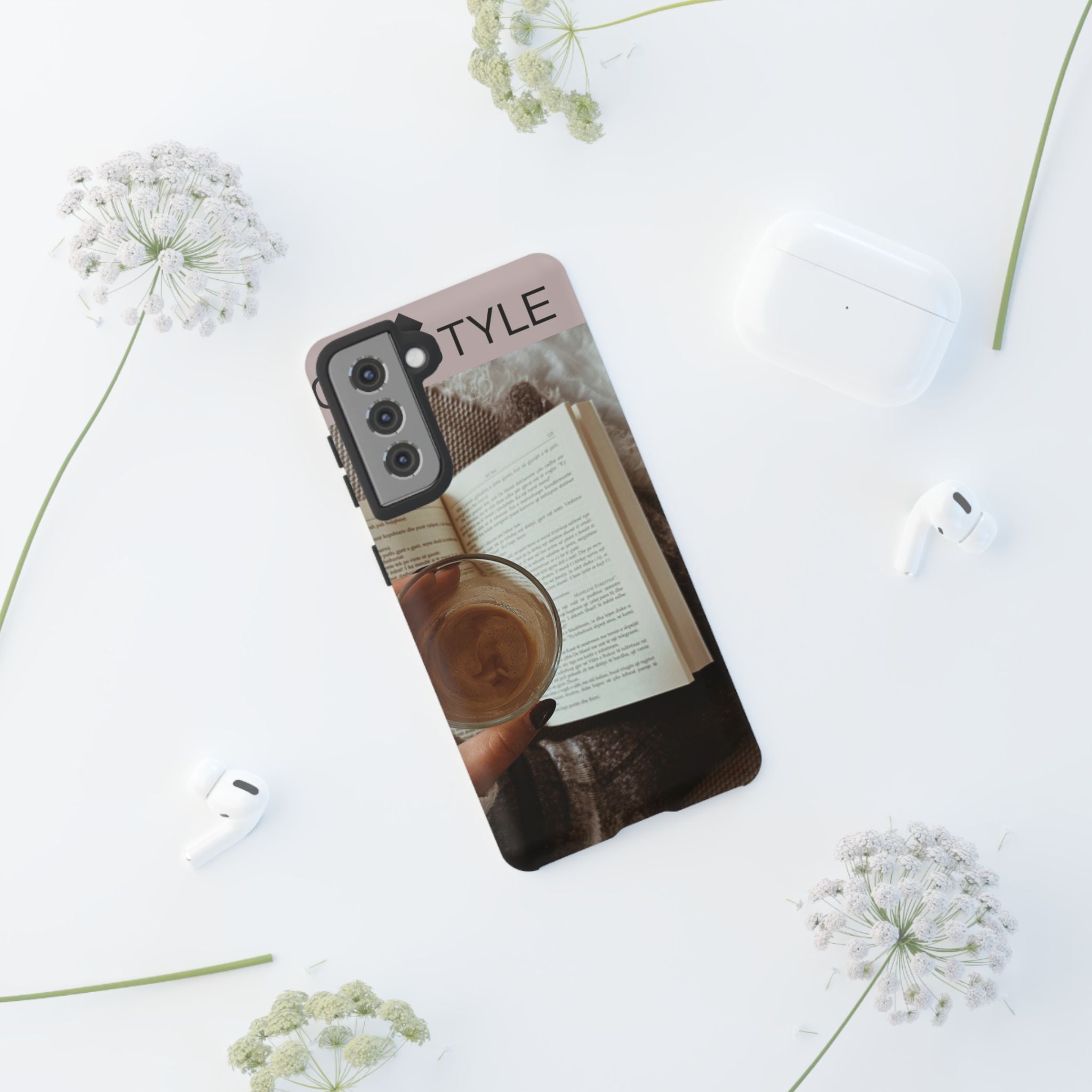 Cozy Reading Phone Case — Coffee &amp; Book Protective Cover
