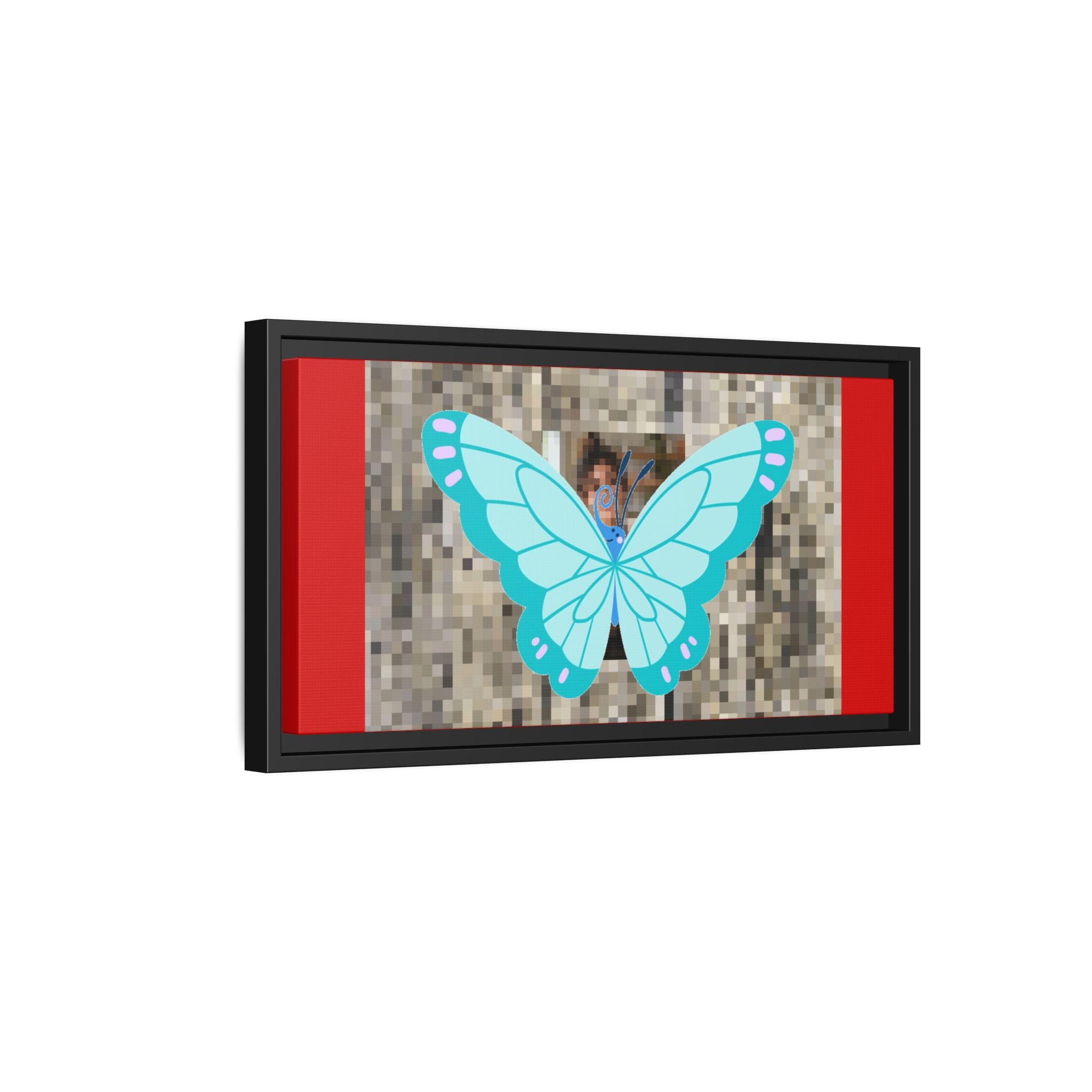 Blue Butterfly Framed Canvas Art – Matte Multi‑Color Wall Print