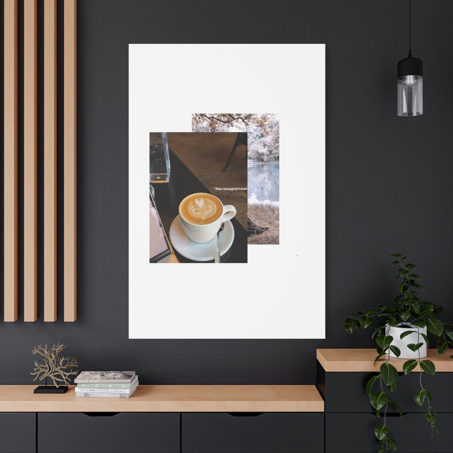 Latte &amp; Landscape Matte Canvas Wall Art — Coffee Shop Photo Collage