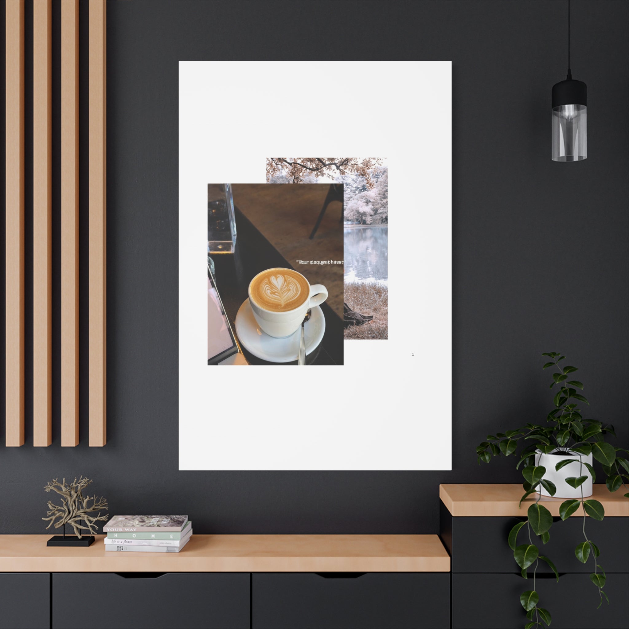 Latte &amp; Landscape Matte Canvas Wall Art — Coffee Shop Photo Collage