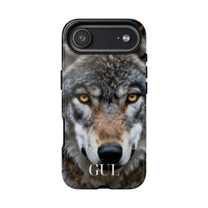 Wolf Eyes Phone Case — Fierce Wildlife iPhone Protective Case with ‘GUL’ Text
