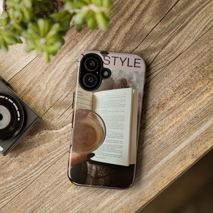 Cozy Reading Phone Case — Coffee &amp; Book Protective Cover