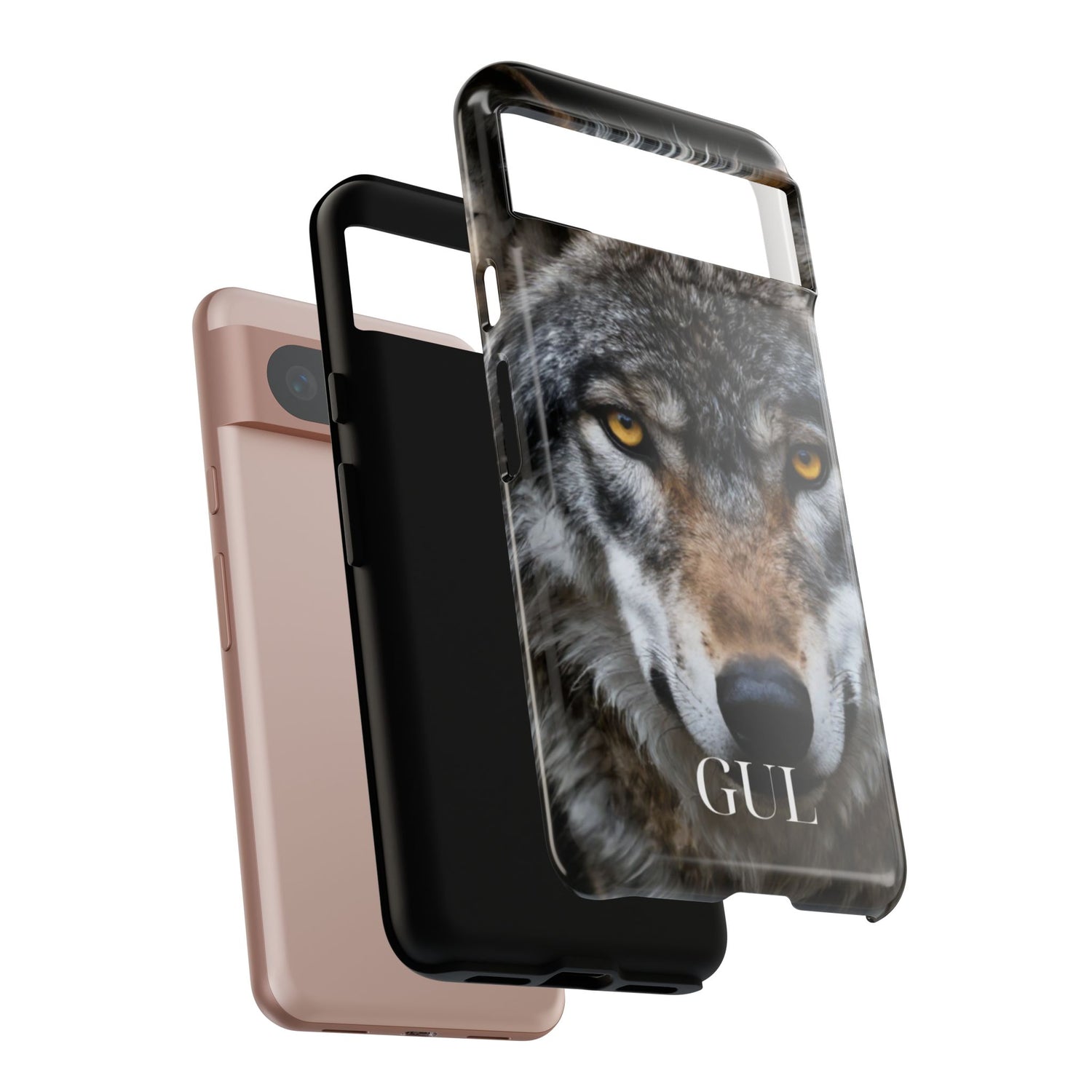 Wolf Eyes Phone Case — Fierce Wildlife iPhone Protective Case with ‘GUL’ Text