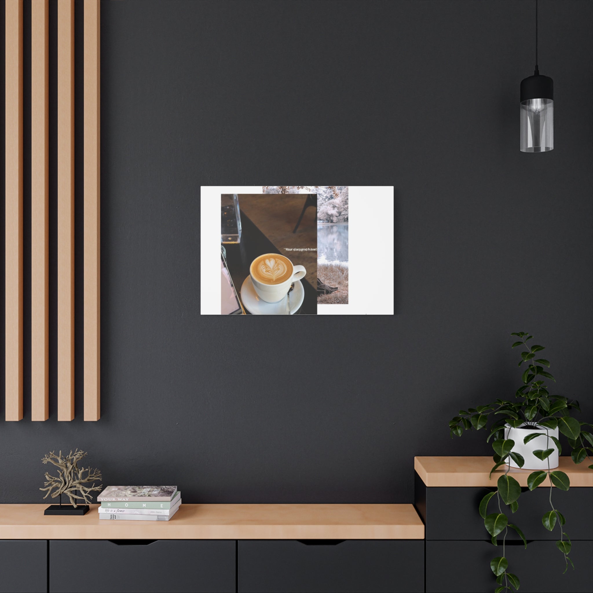 Latte &amp; Landscape Matte Canvas Wall Art — Coffee Shop Photo Collage