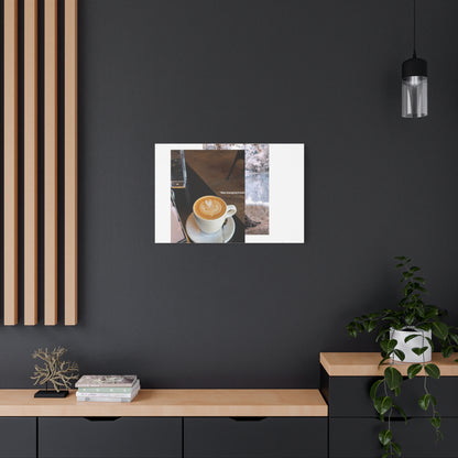 Latte &amp; Landscape Matte Canvas Wall Art — Coffee Shop Photo Collage