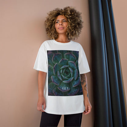 Champion Graphic T‑Shirt — Succulent &amp; Pyramid Photo Print Tee