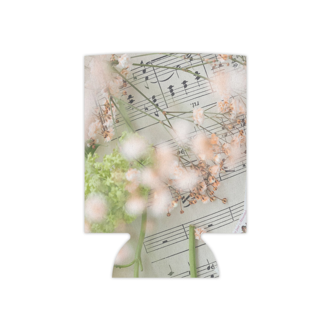 Floral Sheet Music Can Cooler Vintage Botanical Drink Koozie
