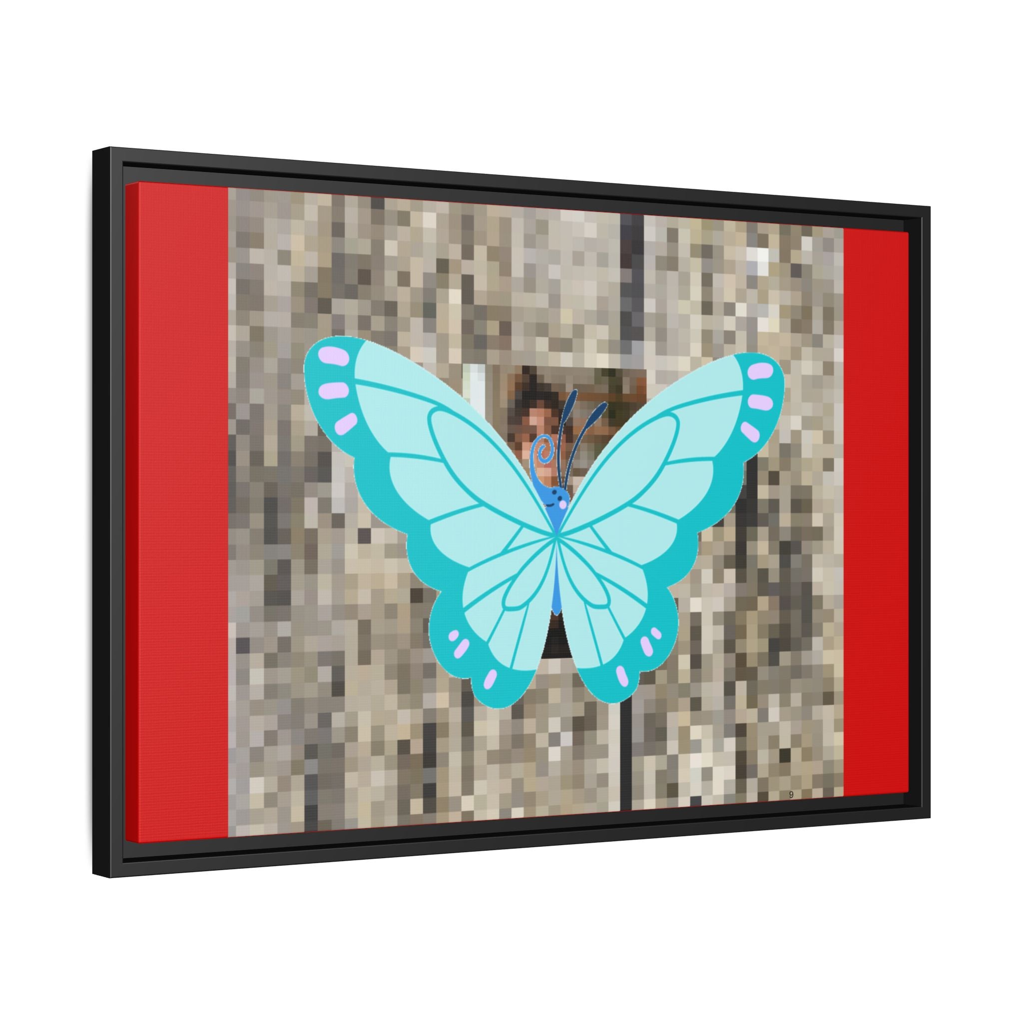 Blue Butterfly Framed Canvas Art – Matte Multi‑Color Wall Print