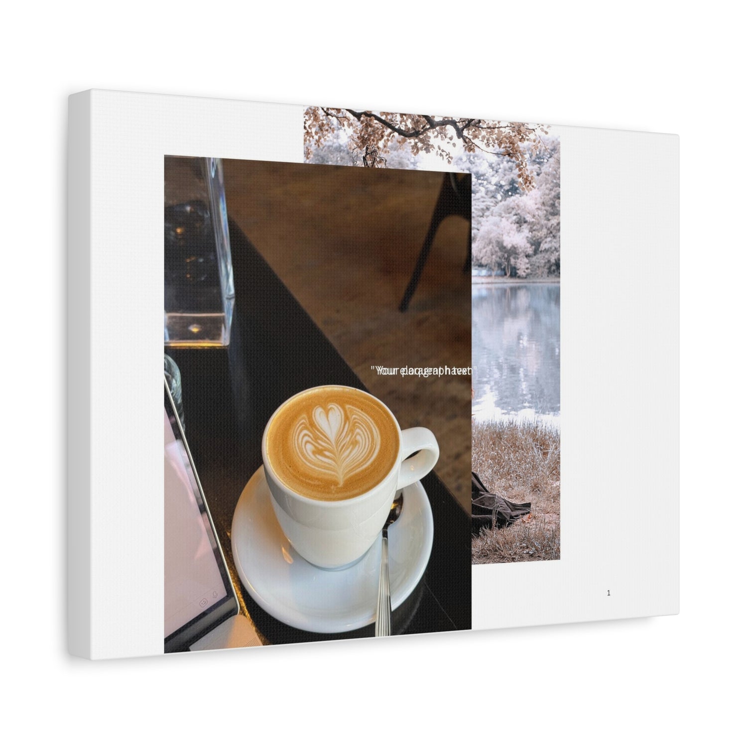 Latte &amp; Landscape Matte Canvas Wall Art — Coffee Shop Photo Collage