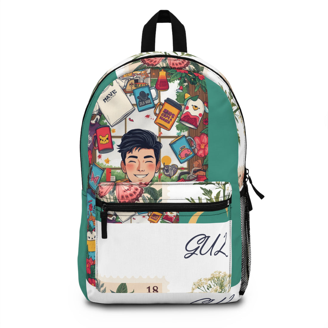 Whimsical Travel Sticker Collage Backpack