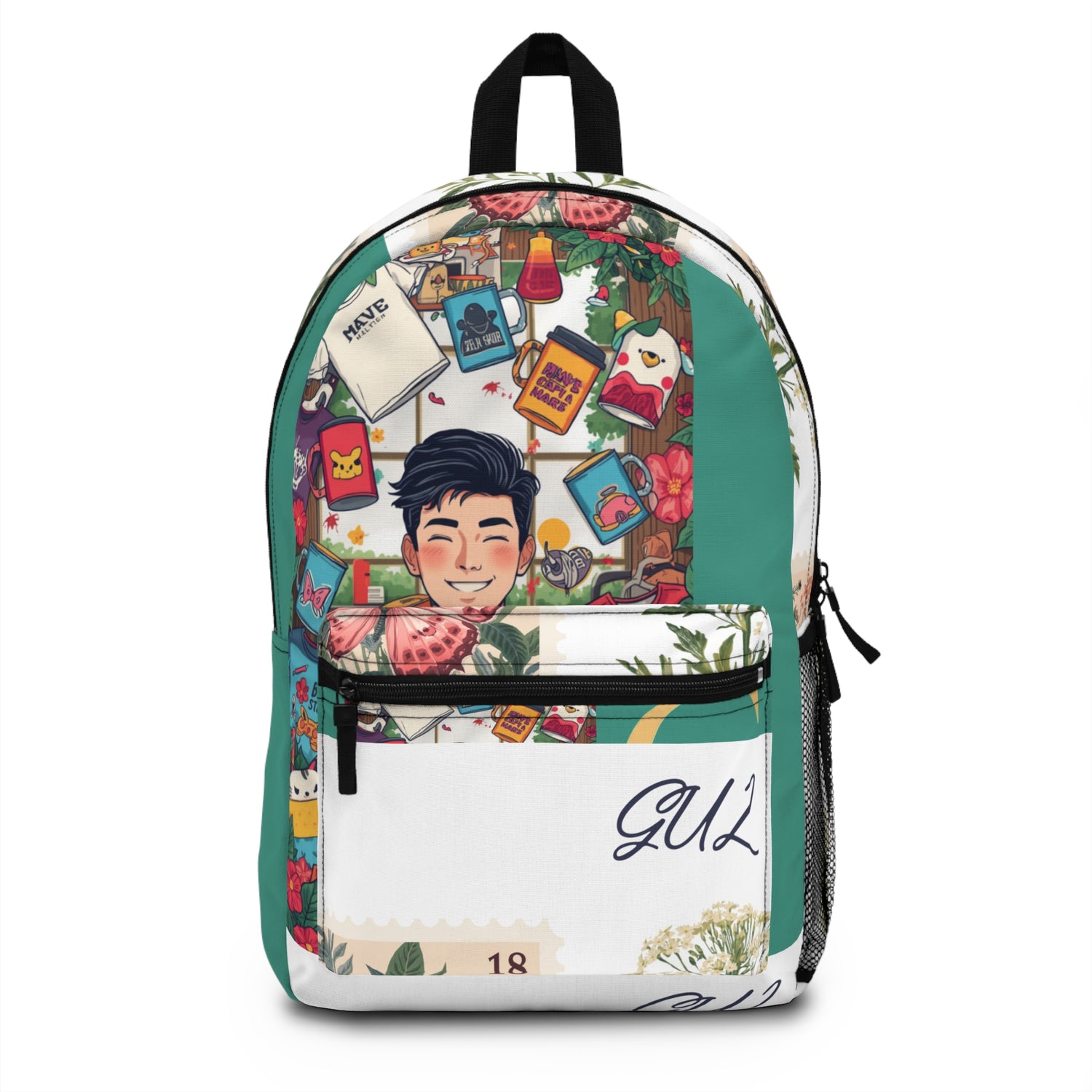 Whimsical Travel Sticker Collage Backpack