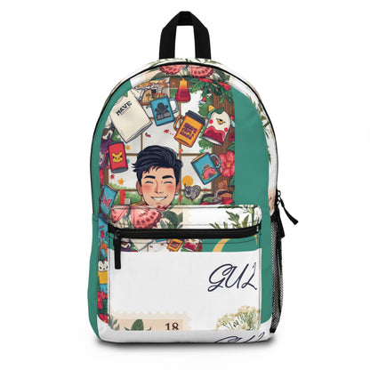 Whimsical Travel Sticker Collage Backpack