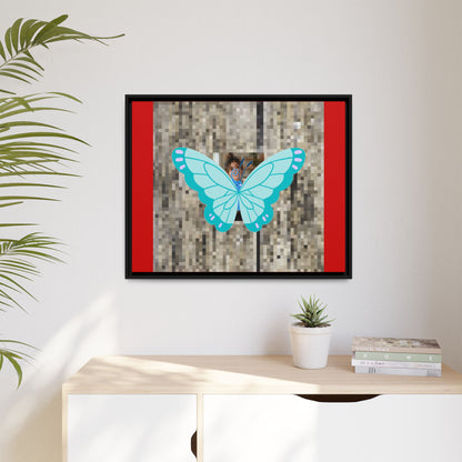 Blue Butterfly Framed Canvas Art – Matte Multi‑Color Wall Print