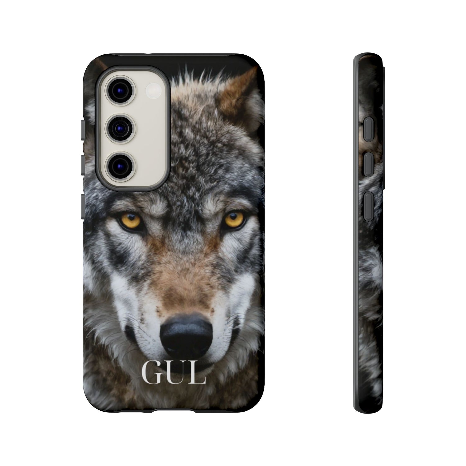 Wolf Eyes Phone Case — Fierce Wildlife iPhone Protective Case with ‘GUL’ Text
