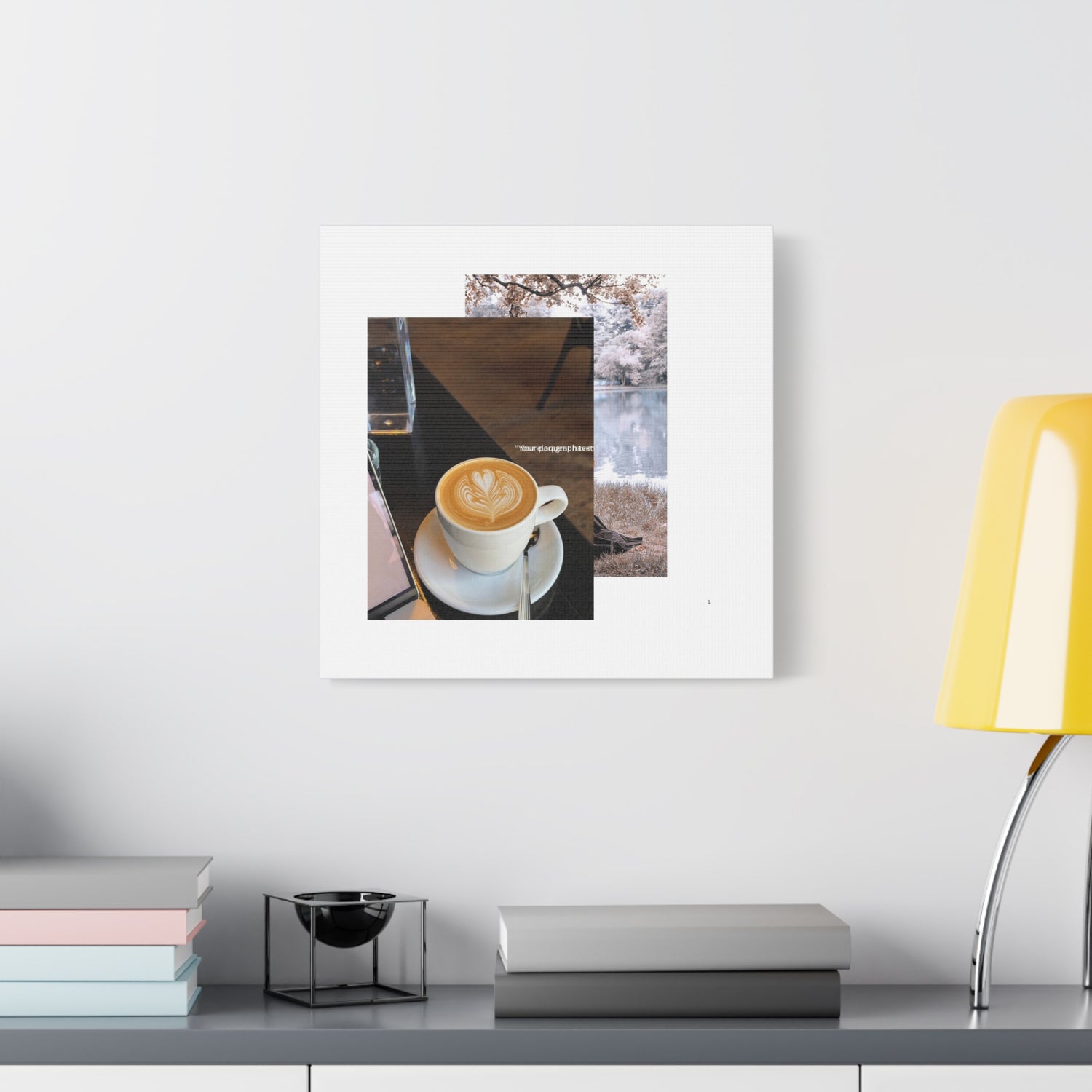 Latte &amp; Landscape Matte Canvas Wall Art — Coffee Shop Photo Collage