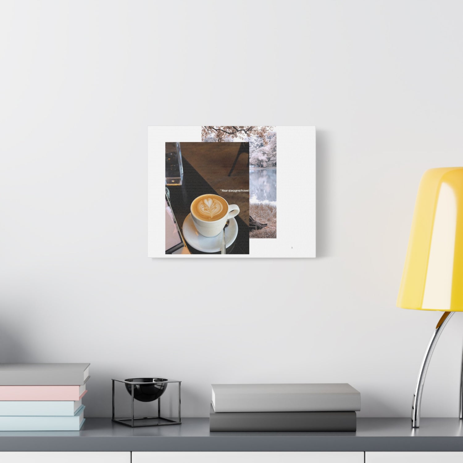 Latte &amp; Landscape Matte Canvas Wall Art — Coffee Shop Photo Collage