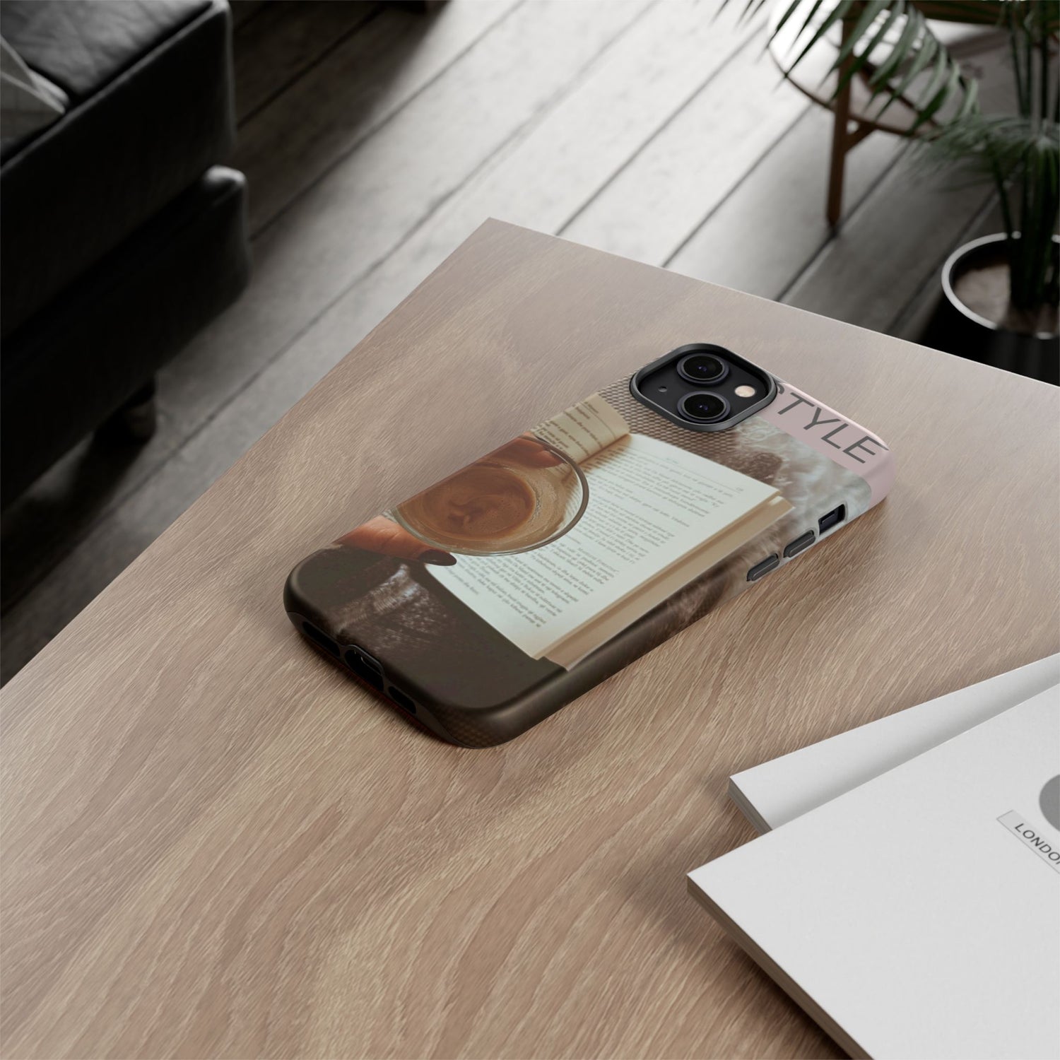 Cozy Reading Phone Case — Coffee &amp; Book Protective Cover