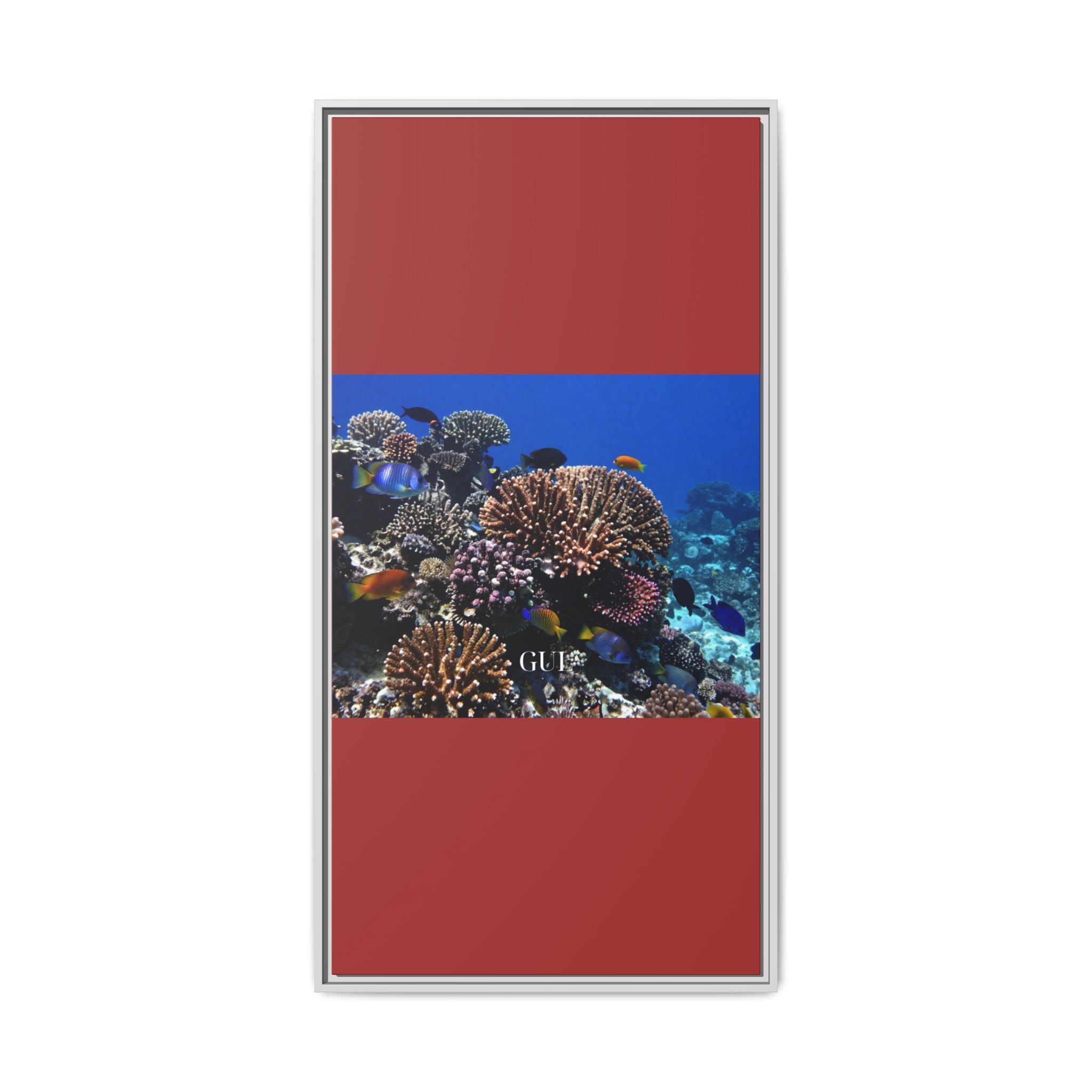 Framed Coral Reef Matte Canvas Wall Art — Tropical Ocean Photography Print
