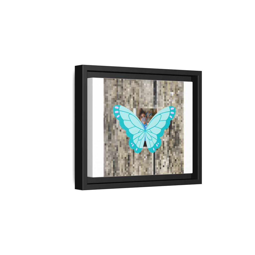 Blue Butterfly Framed Canvas Art — Matte Nature Wall Print