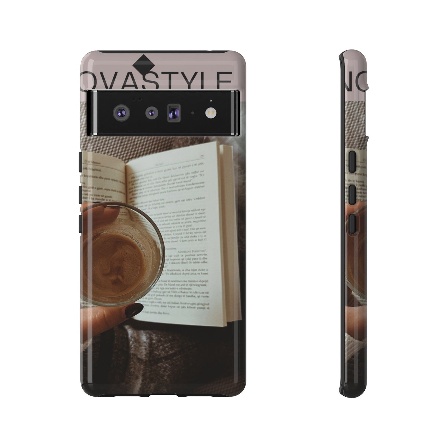 Cozy Reading Phone Case — Coffee &amp; Book Protective Cover