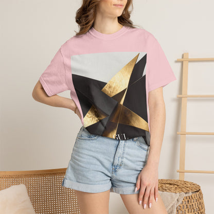 Graphic T-Shirt — Modern Gold Abstract &amp; Mountain Photo Print