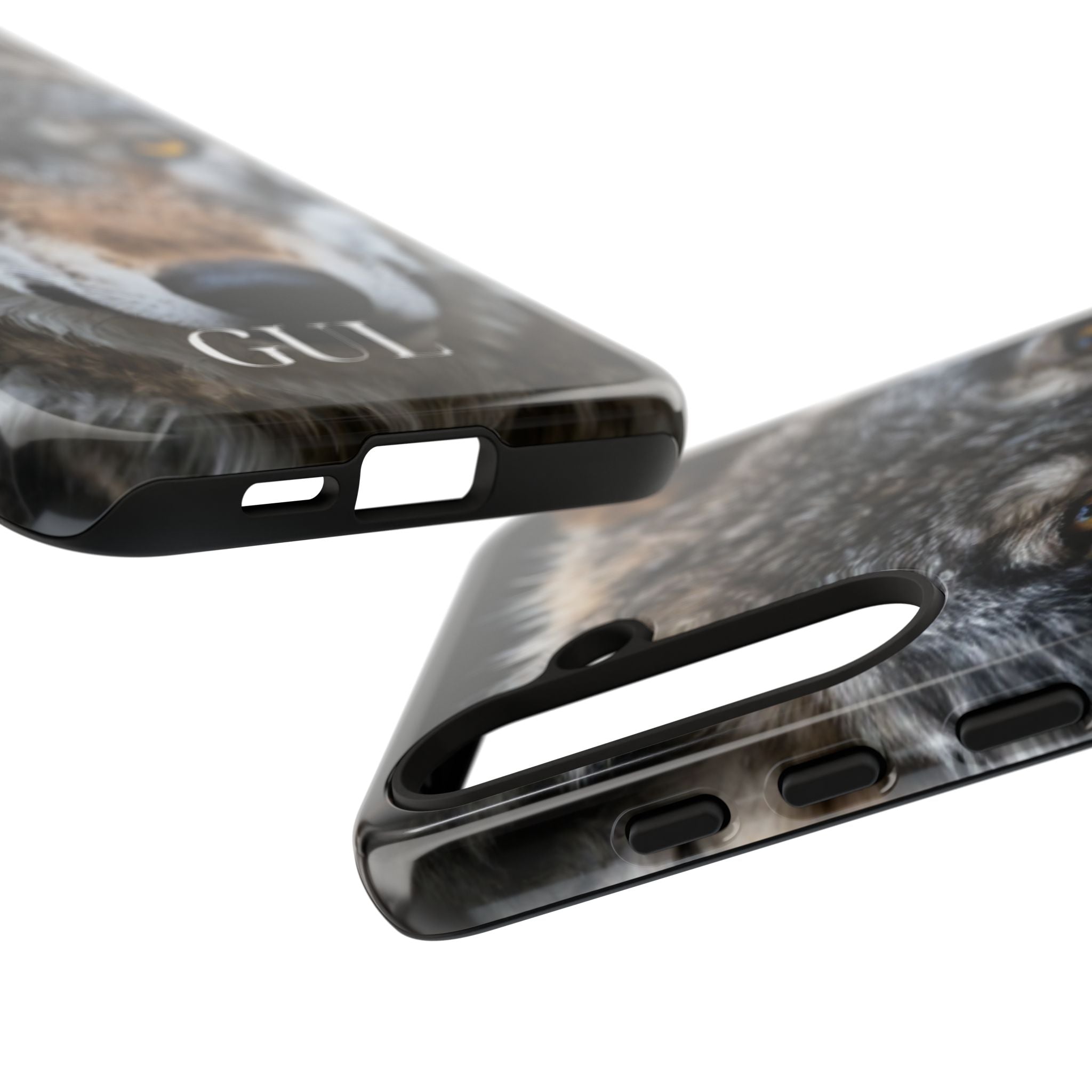 Wolf Eyes Phone Case — Fierce Wildlife iPhone Protective Case with ‘GUL’ Text