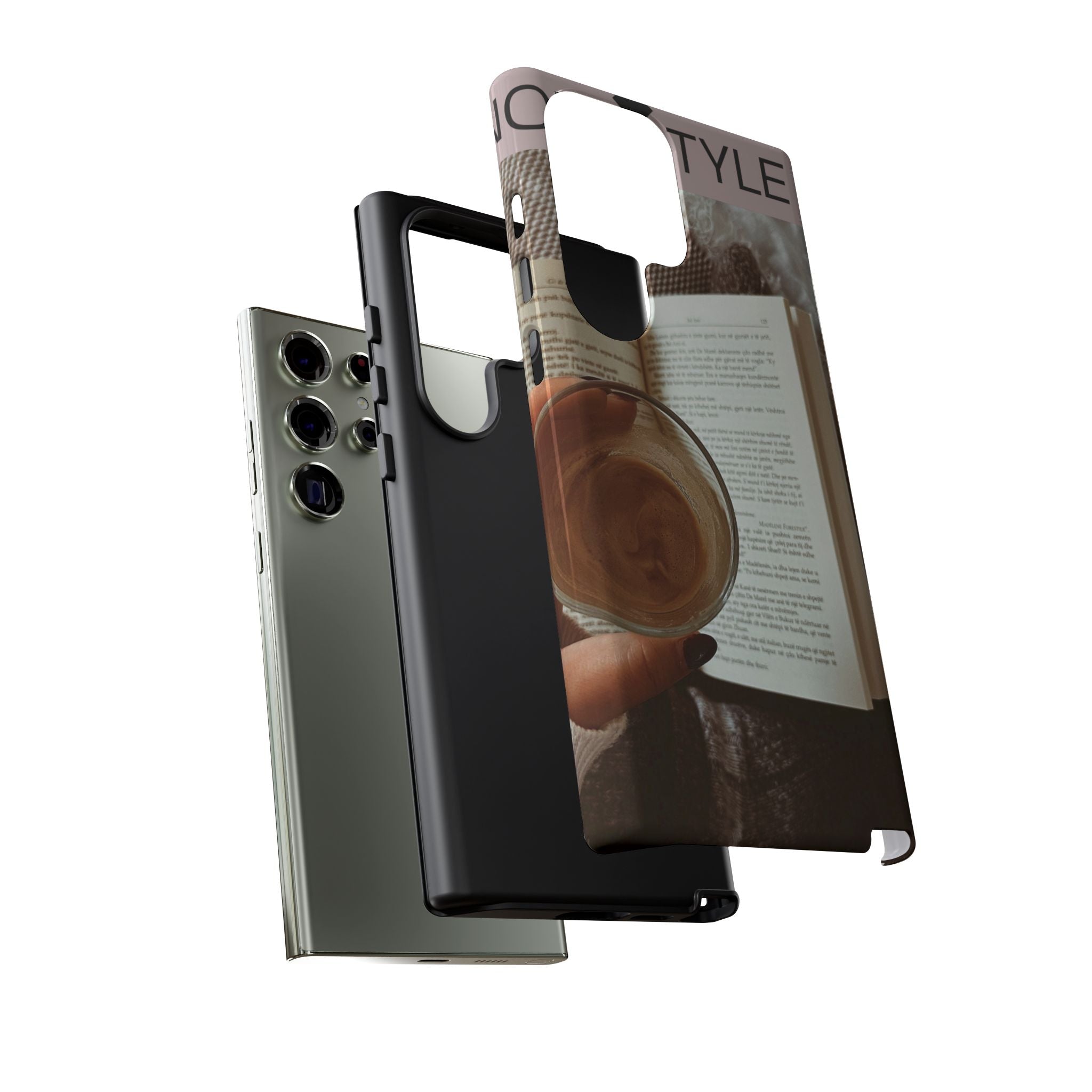 Cozy Reading Phone Case — Coffee &amp; Book Protective Cover