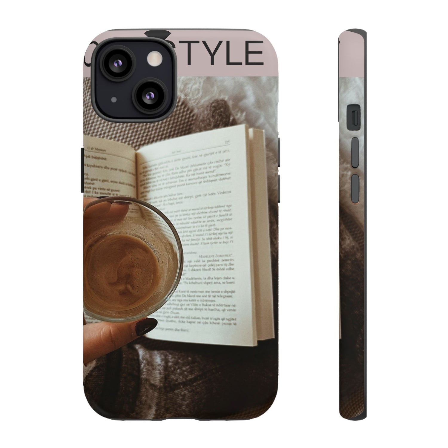 Cozy Reading Phone Case — Coffee &amp; Book Protective Cover