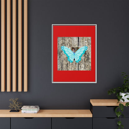 Blue Butterfly Framed Canvas Art – Matte Multi‑Color Wall Print