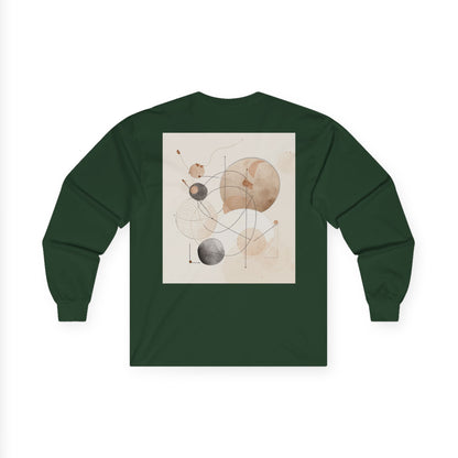 Abstract Geometric Art Long Sleeve Tee — Neutral Circle Composition