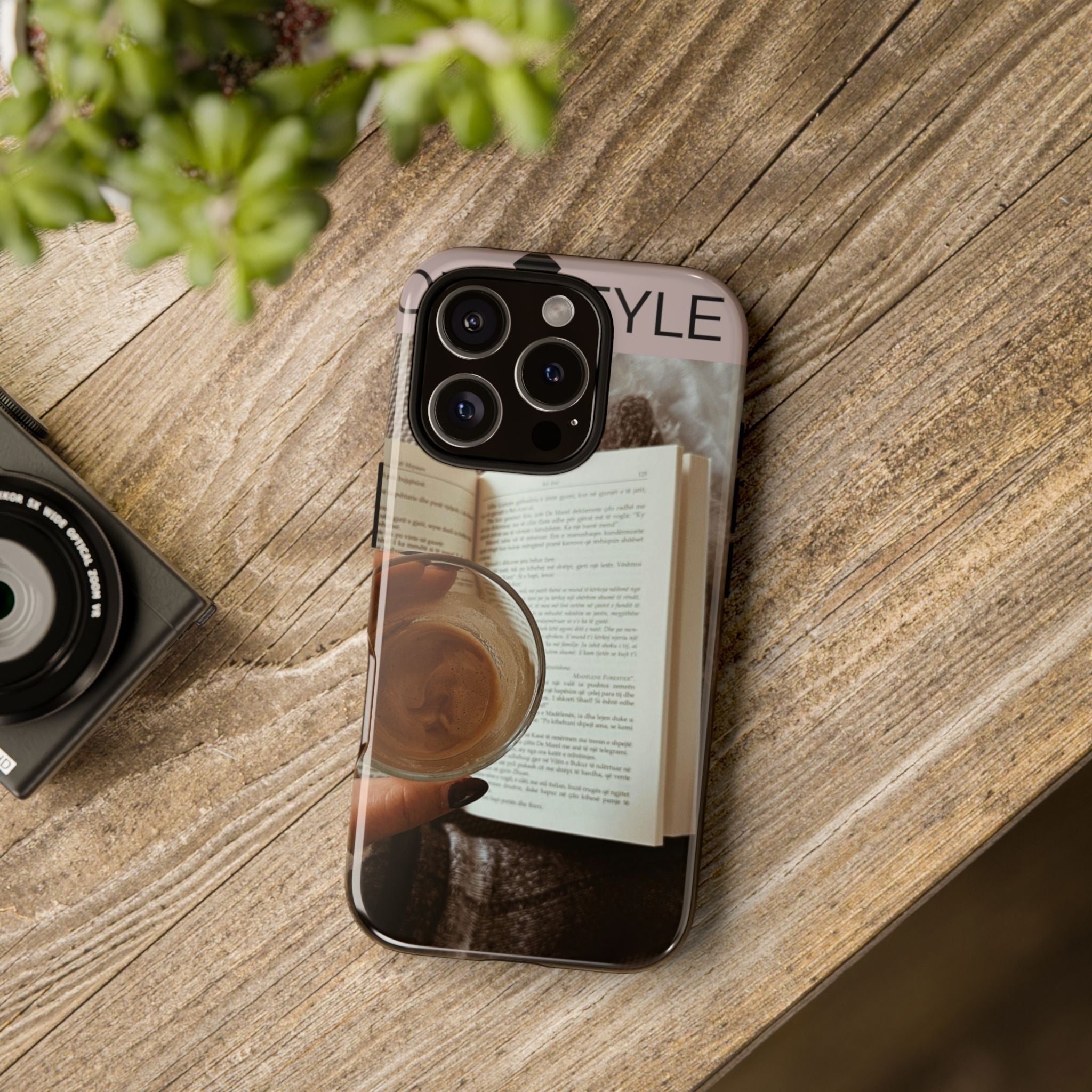 Cozy Reading Phone Case — Coffee &amp; Book Protective Cover