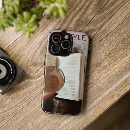 Cozy Reading Phone Case — Coffee &amp; Book Protective Cover