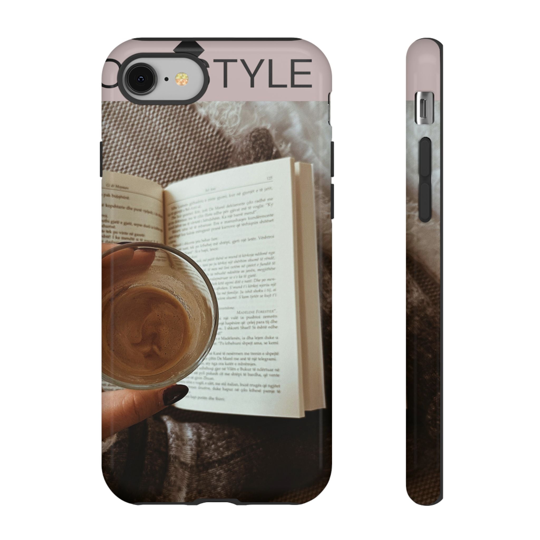Cozy Reading Phone Case — Coffee &amp; Book Protective Cover