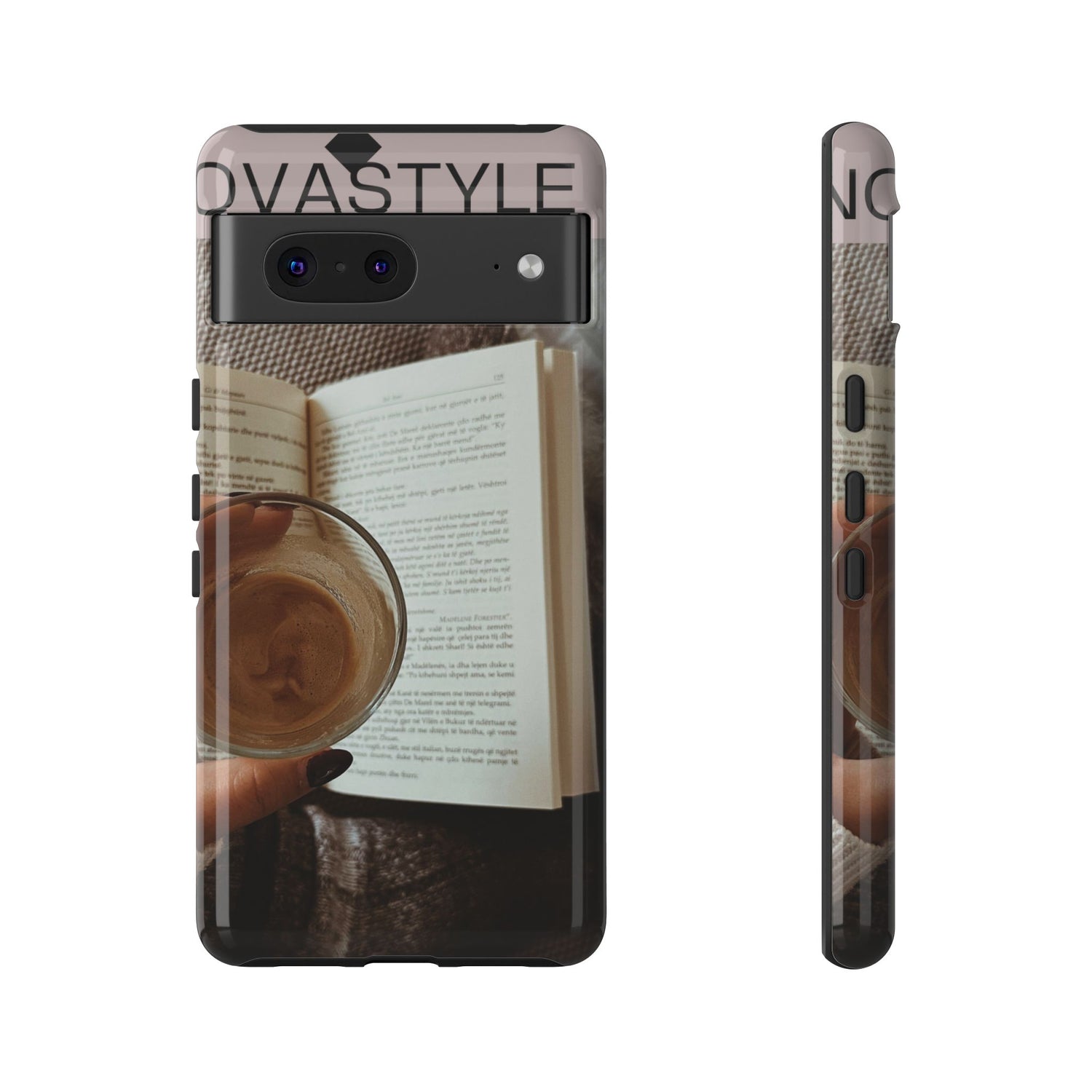 Cozy Reading Phone Case — Coffee &amp; Book Protective Cover