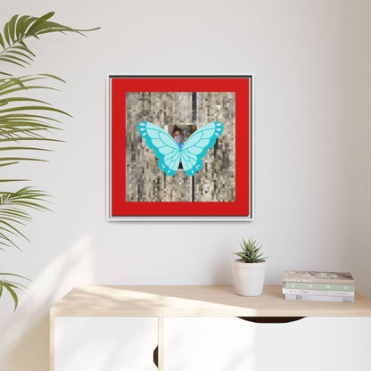 Blue Butterfly Framed Canvas Art – Matte Multi‑Color Wall Print