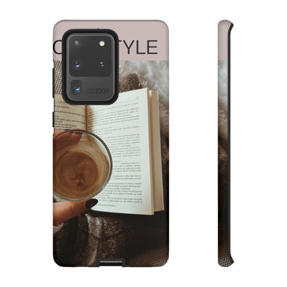 Cozy Reading Phone Case — Coffee &amp; Book Protective Cover