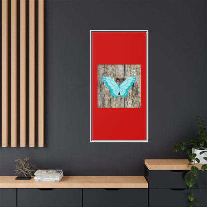 Blue Butterfly Framed Canvas Art – Matte Multi‑Color Wall Print