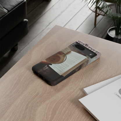 Cozy Reading Phone Case — Coffee &amp; Book Protective Cover