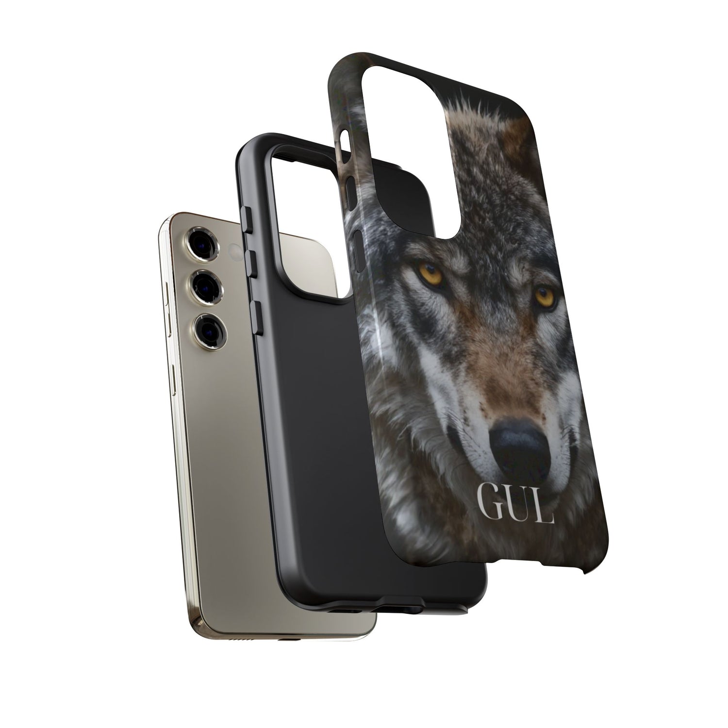 Wolf Eyes Phone Case — Fierce Wildlife iPhone Protective Case with ‘GUL’ Text