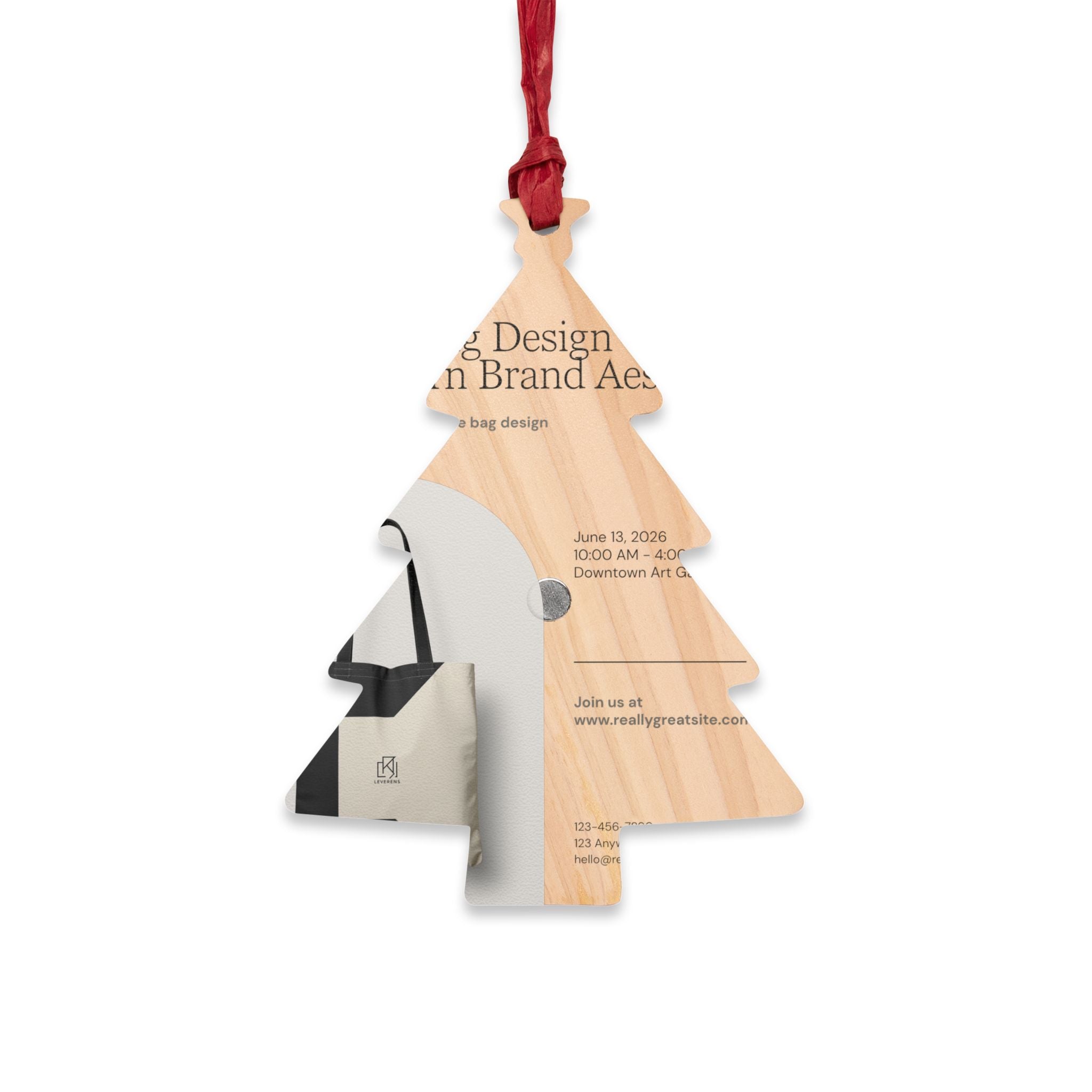 Bell-Shaped Wooden Ornament — Minimal Logo &amp; Illustration Holiday Decoration