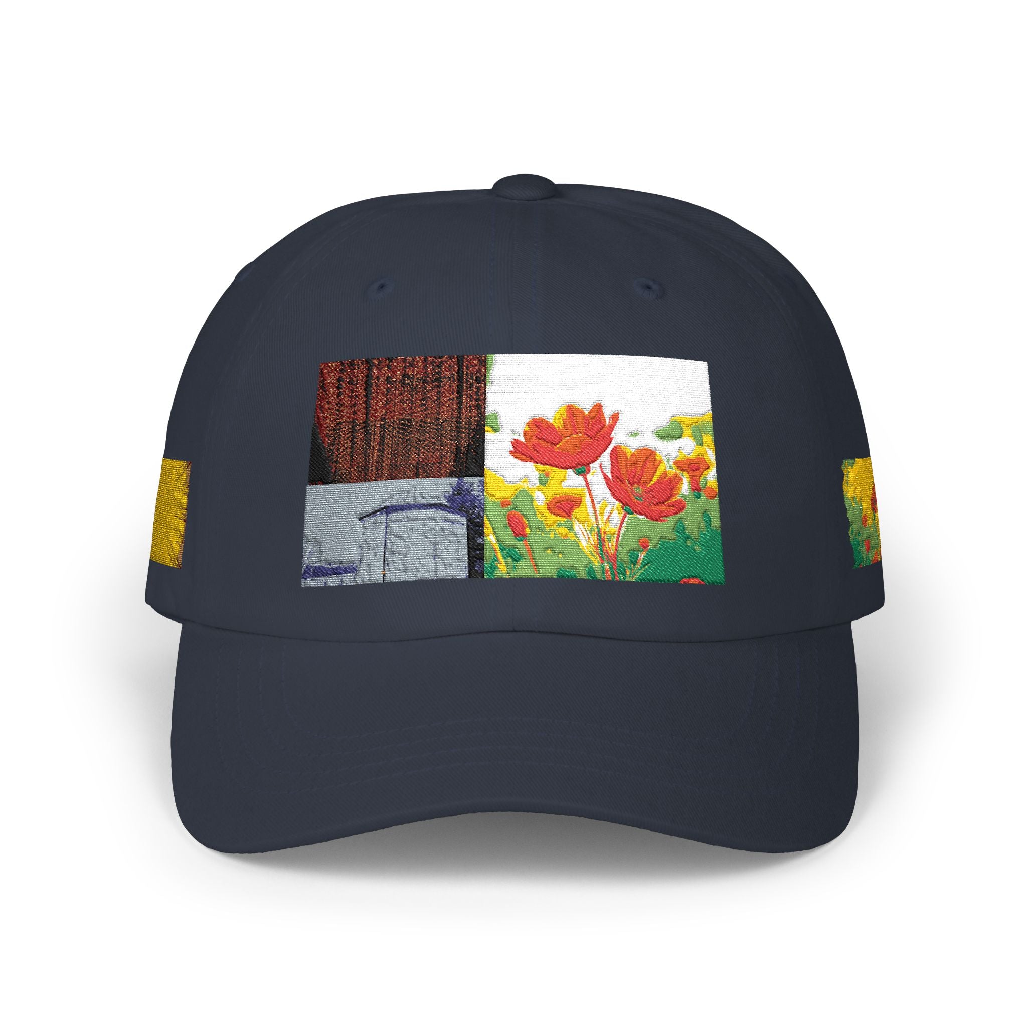 Floral Patch Dad Cap — Colorful Poppy Garden Embroidered Baseball Hat