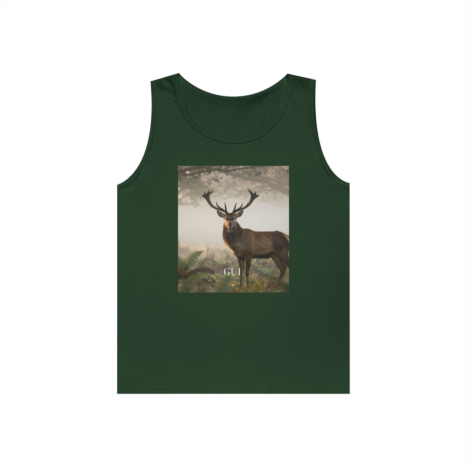 Deer &amp; Cherry Blossom Art Tank Top — Nature Scene Graphic Tank