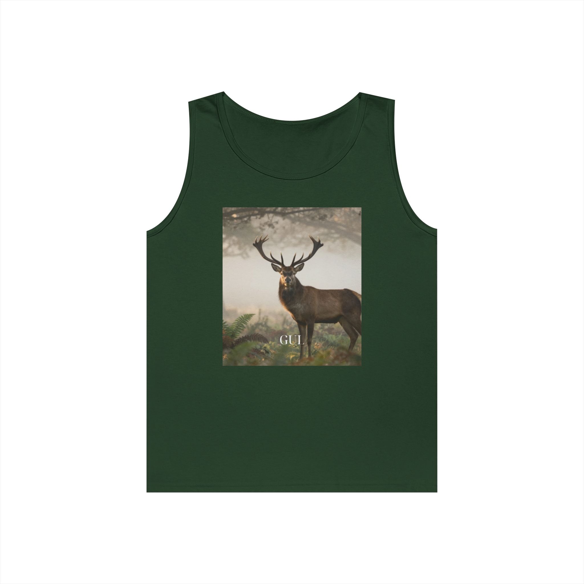 Deer &amp; Cherry Blossom Art Tank Top — Nature Scene Graphic Tank
