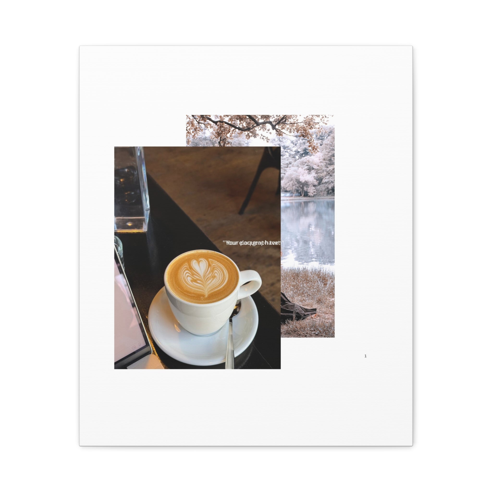 Latte &amp; Landscape Matte Canvas Wall Art — Coffee Shop Photo Collage