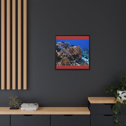 Framed Coral Reef Matte Canvas Wall Art — Tropical Ocean Photography Print