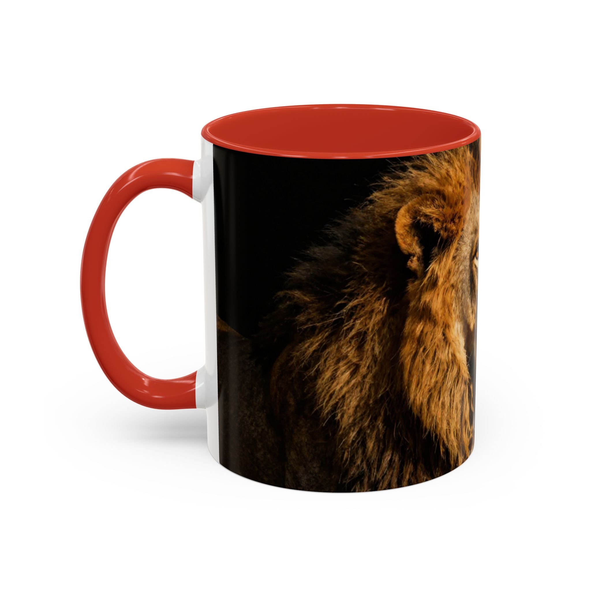 Majestic Lion Accent Coffee Mug — Bold Wildlife Portrait Tea Cup (11/15oz)