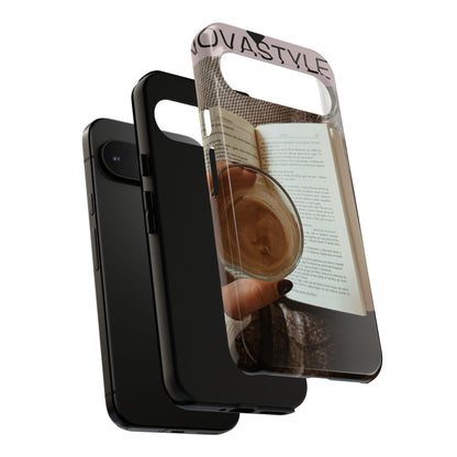 Cozy Reading Phone Case — Coffee &amp; Book Protective Cover