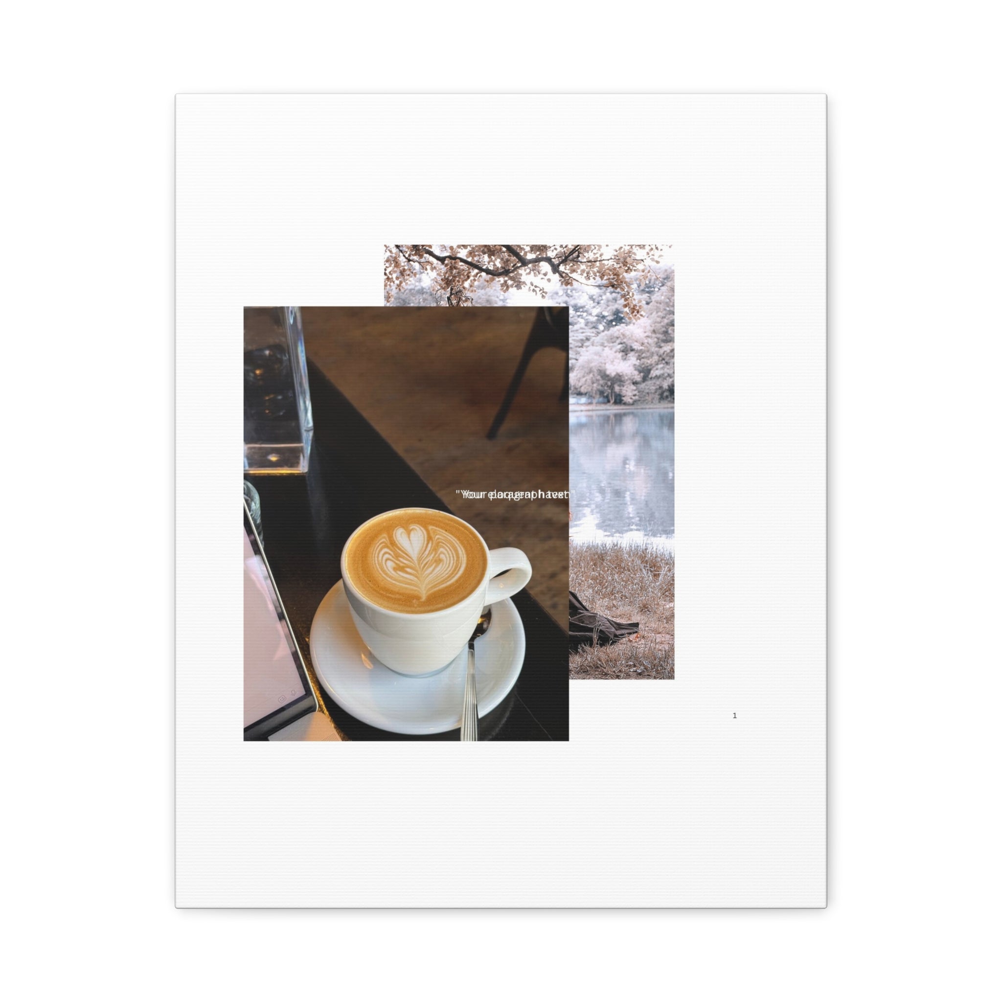 Latte &amp; Landscape Matte Canvas Wall Art — Coffee Shop Photo Collage